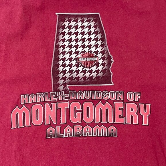 Harley Davidson Men's Burgundy T-Shirt Montgomery Alabama Logo Short Sleeve XL - Picture 4 of 9